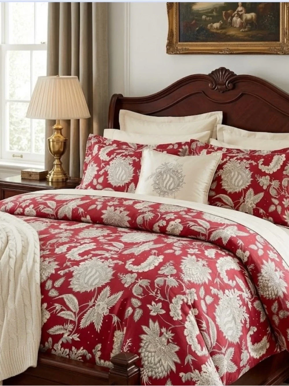 Pottery Barn Margaret Floral Duvet Cover  Full/Queen cotton/linen blend